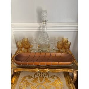 West Elm Wooden Bread Bowl Tray 18” Long Decorative Centerpiece Fruit Dough Bowl